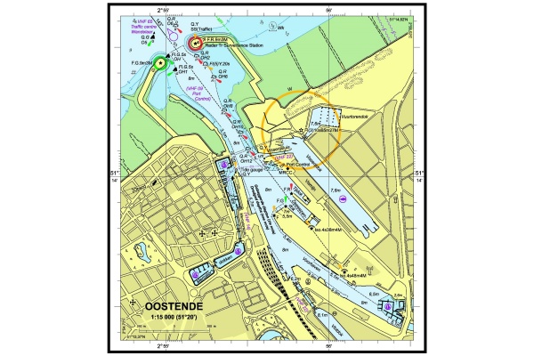 Port Oostende map leading light